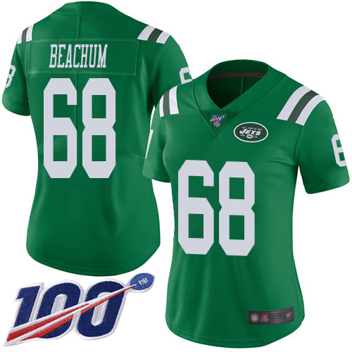 New York Jets Limited Green Women Kelvin Beachum Jersey NFL Football #68 100th Season Rush Vapor Untouchable->women nfl jersey->Women Jersey